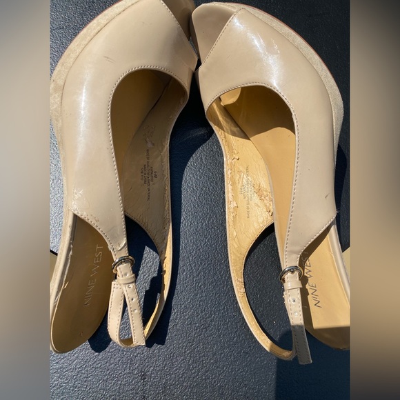 Nine Weat Elegant Beige Slingback Peep-Toe Heels - Picture 5 of 5
